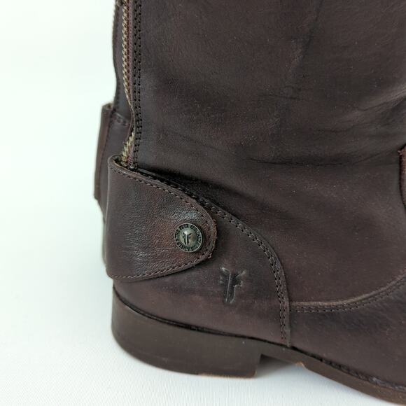 Frye Women's Melissa Button Back Zip Short Ankle Bootie Brown 6.5 B Boots 76458 - Picture 3 of 11